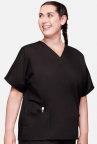 Black FEMALE V-Neck Scrub Top Including Embroidered Wilson Tech logo